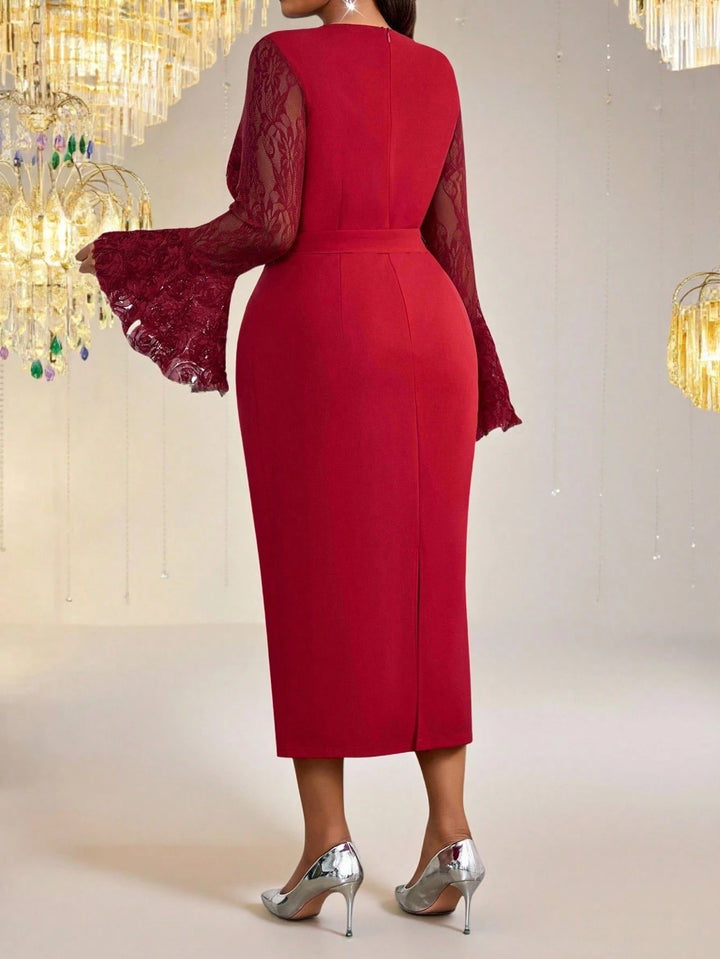 Shein curve+ midi ruha, bordó