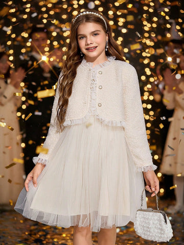 Set rochie și cardigan SHEIN, crem