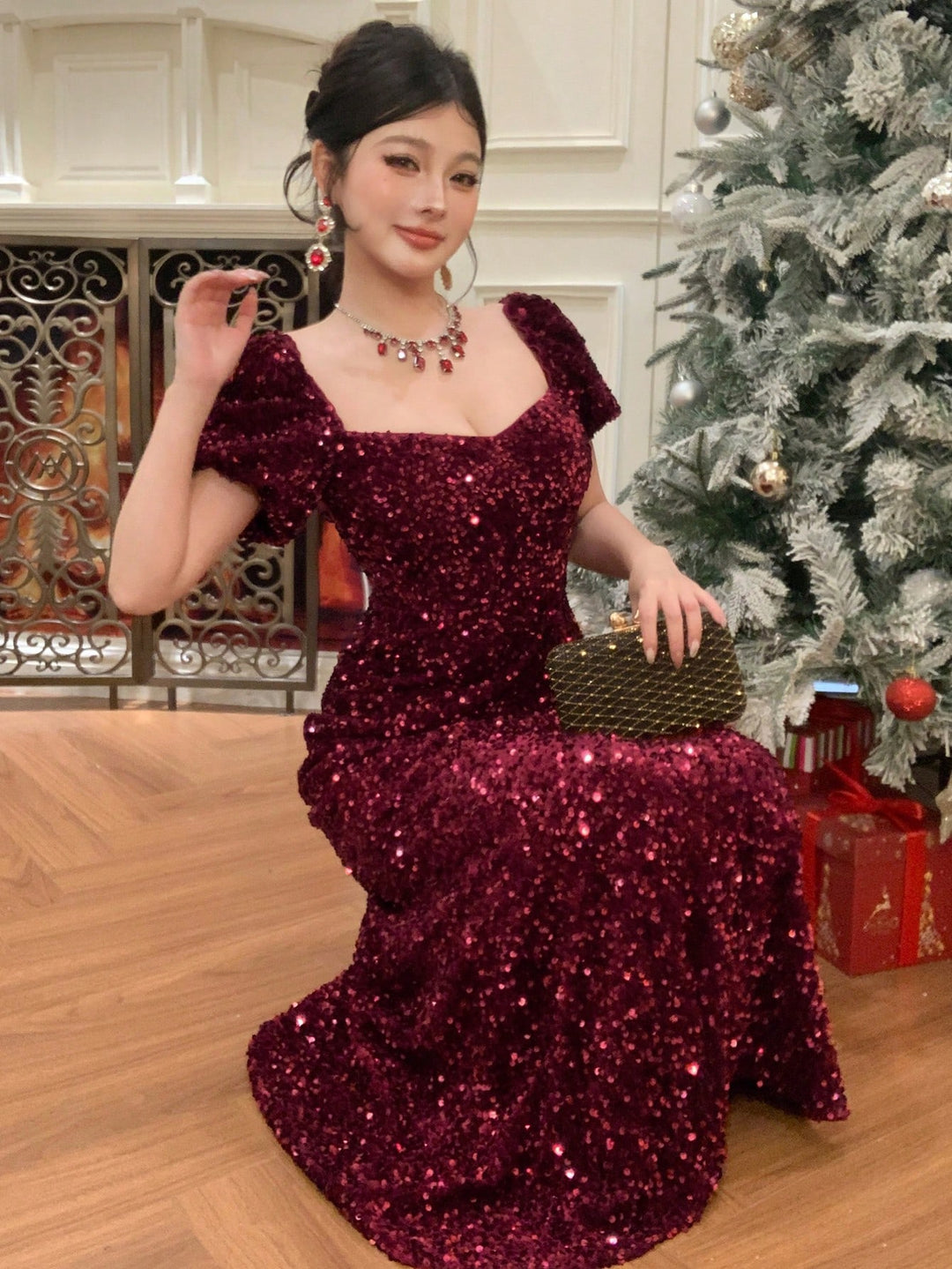 Rochie maxi SHEIN, vișiniu