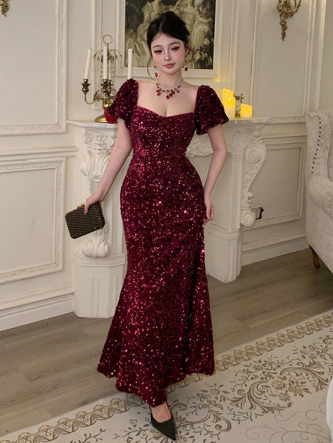 Rochie maxi SHEIN, vișiniu