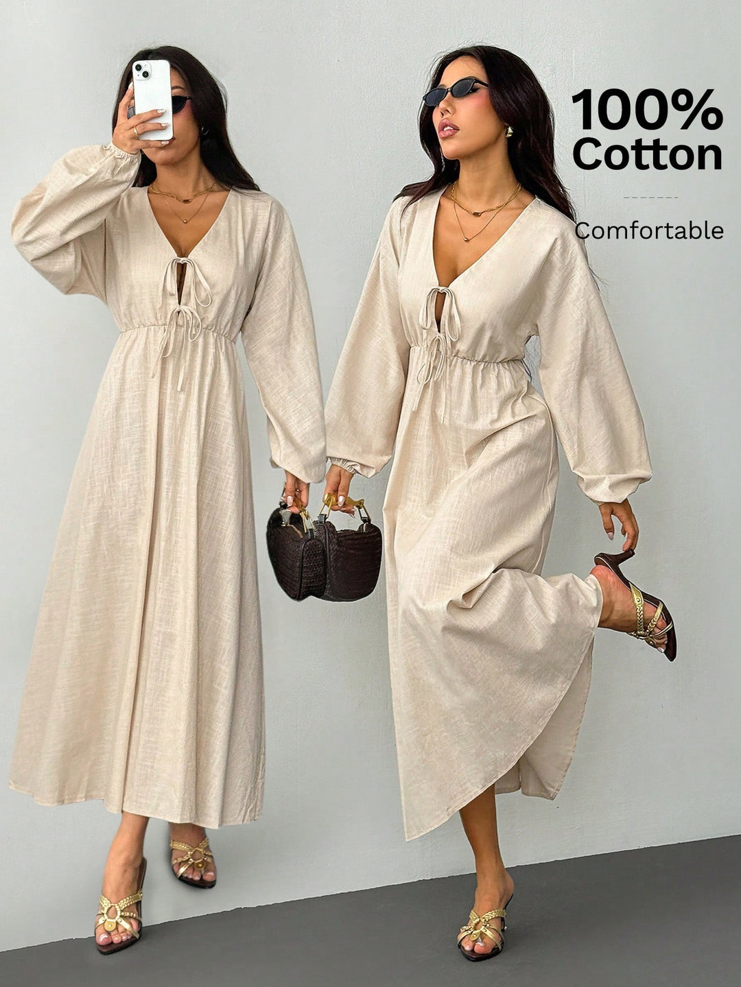 Rochie maxi SHEIN, bej
