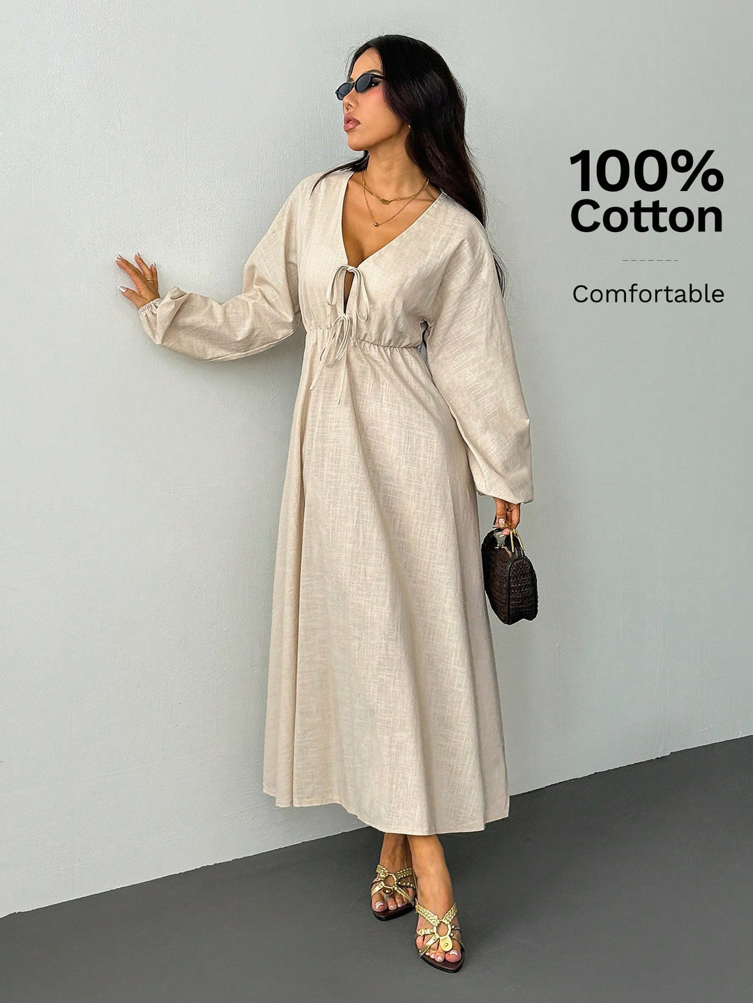 Rochie maxi SHEIN, bej