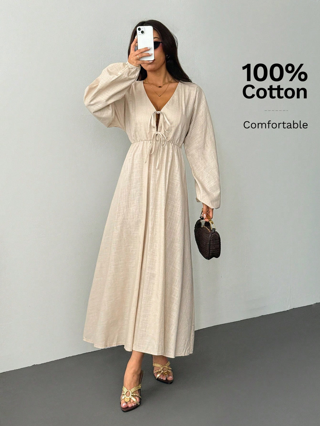 Rochie maxi SHEIN, bej
