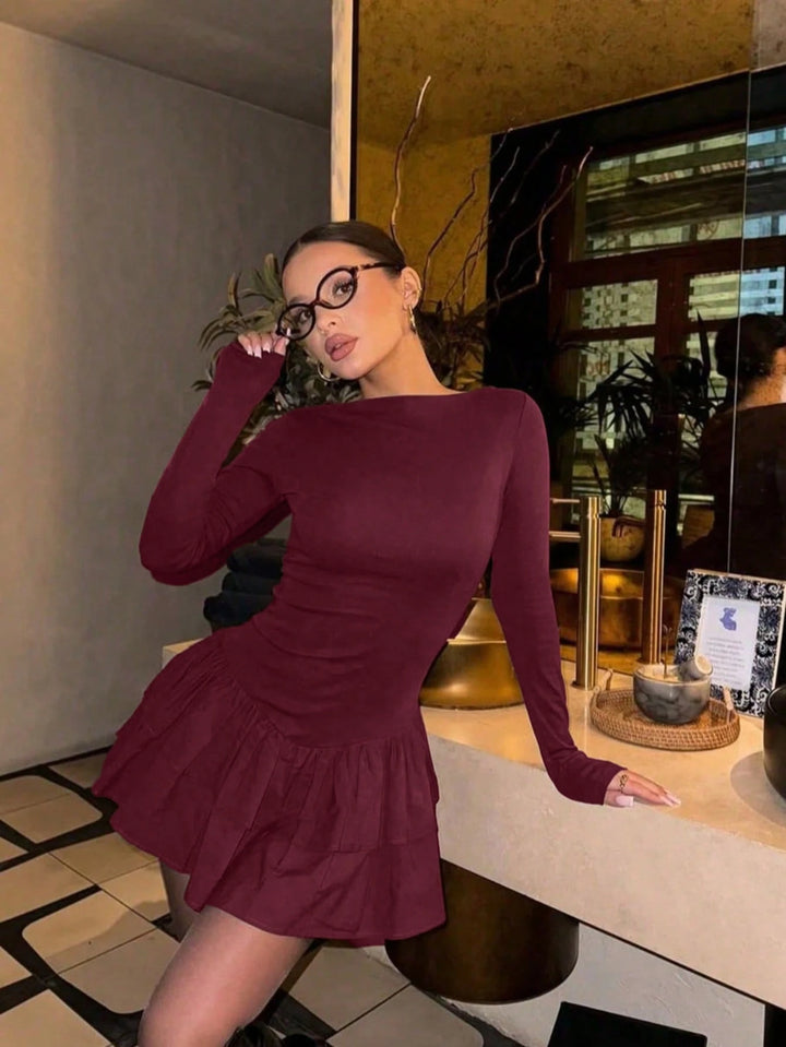 SHEIN mini ruha, bordó