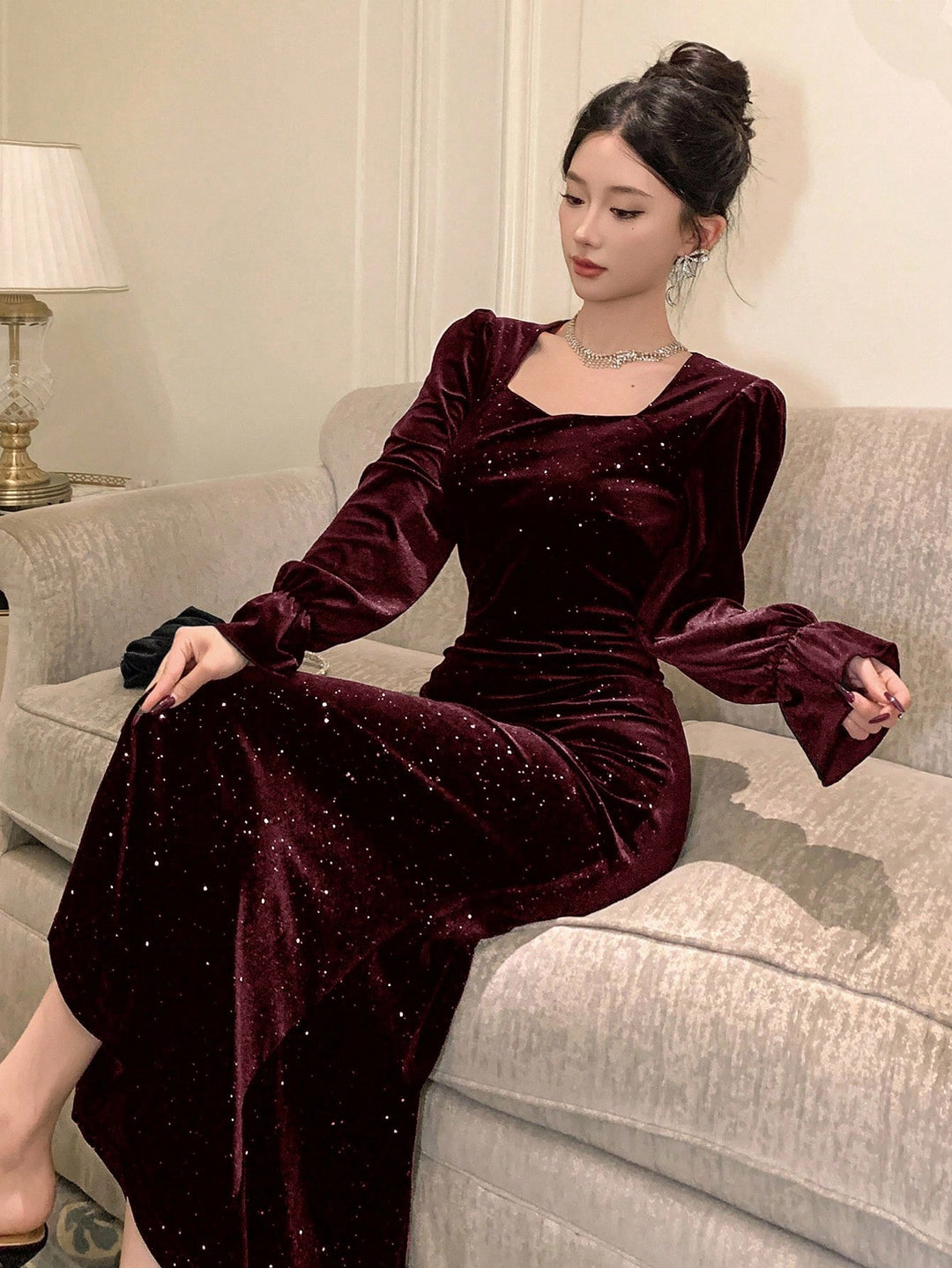 Rochie midi SHEIN, vișiniu