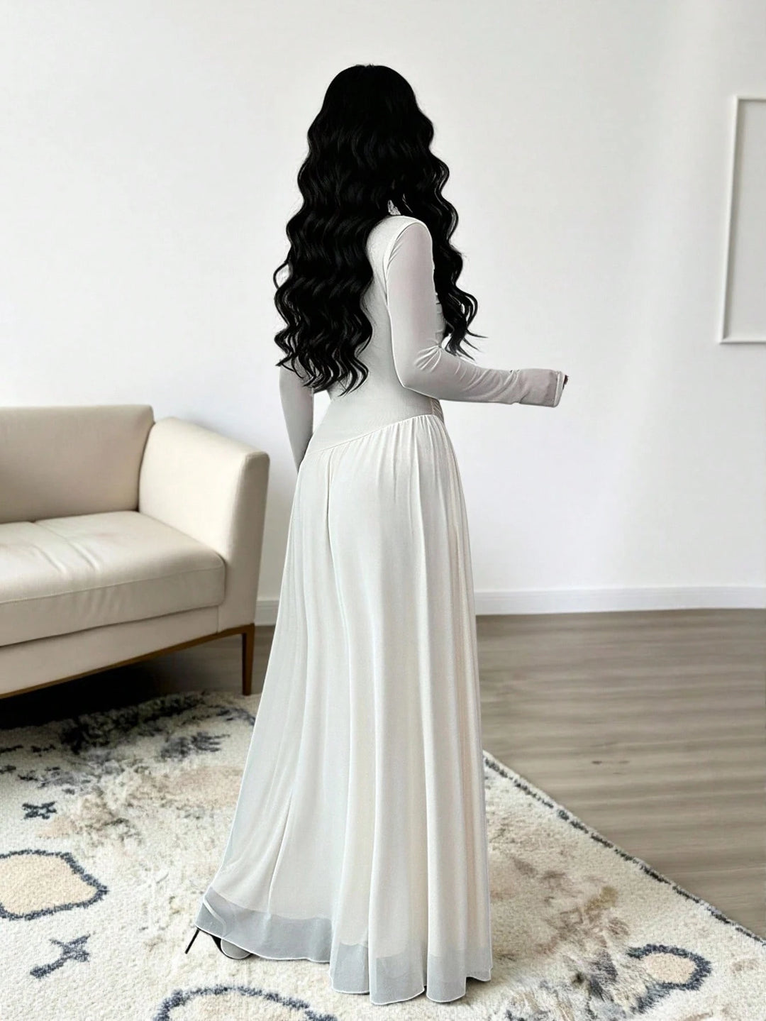 Rochie maxi SHEIN, crem