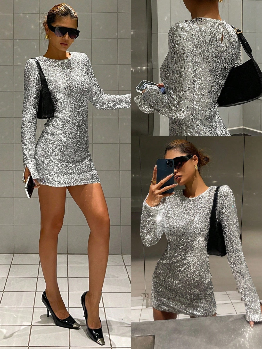 Rochie mini SHEIN, argintiu