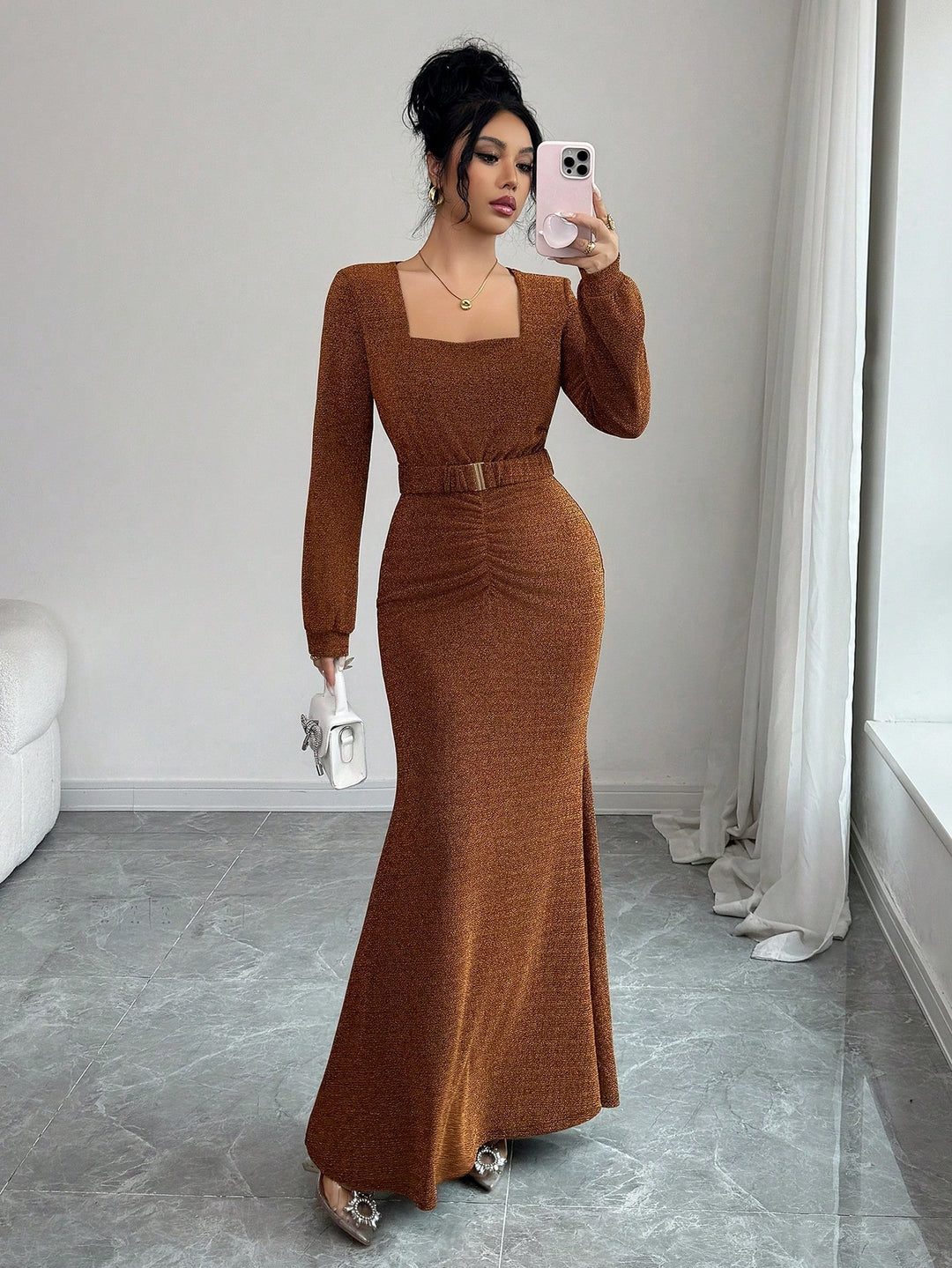 Rochie maxi SHEIN, maro