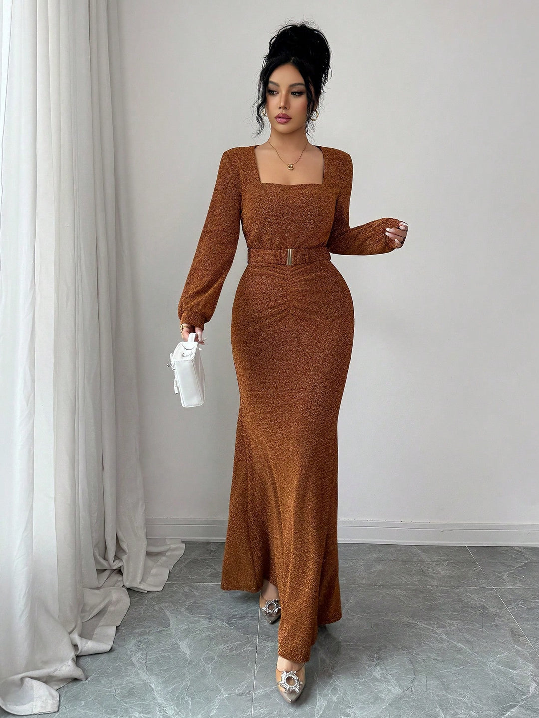 Rochie maxi SHEIN, maro