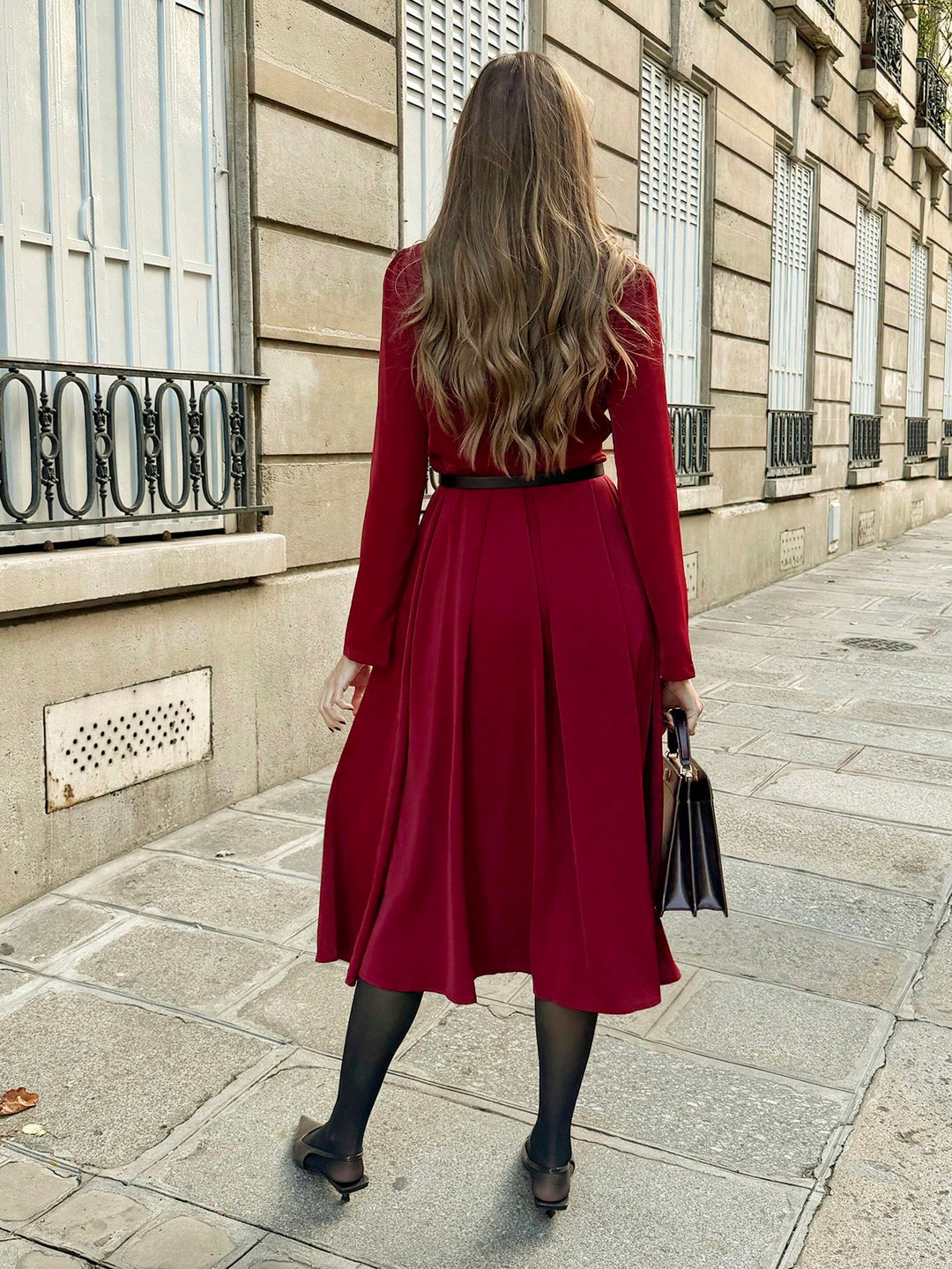 SHEIN bordó midiruha