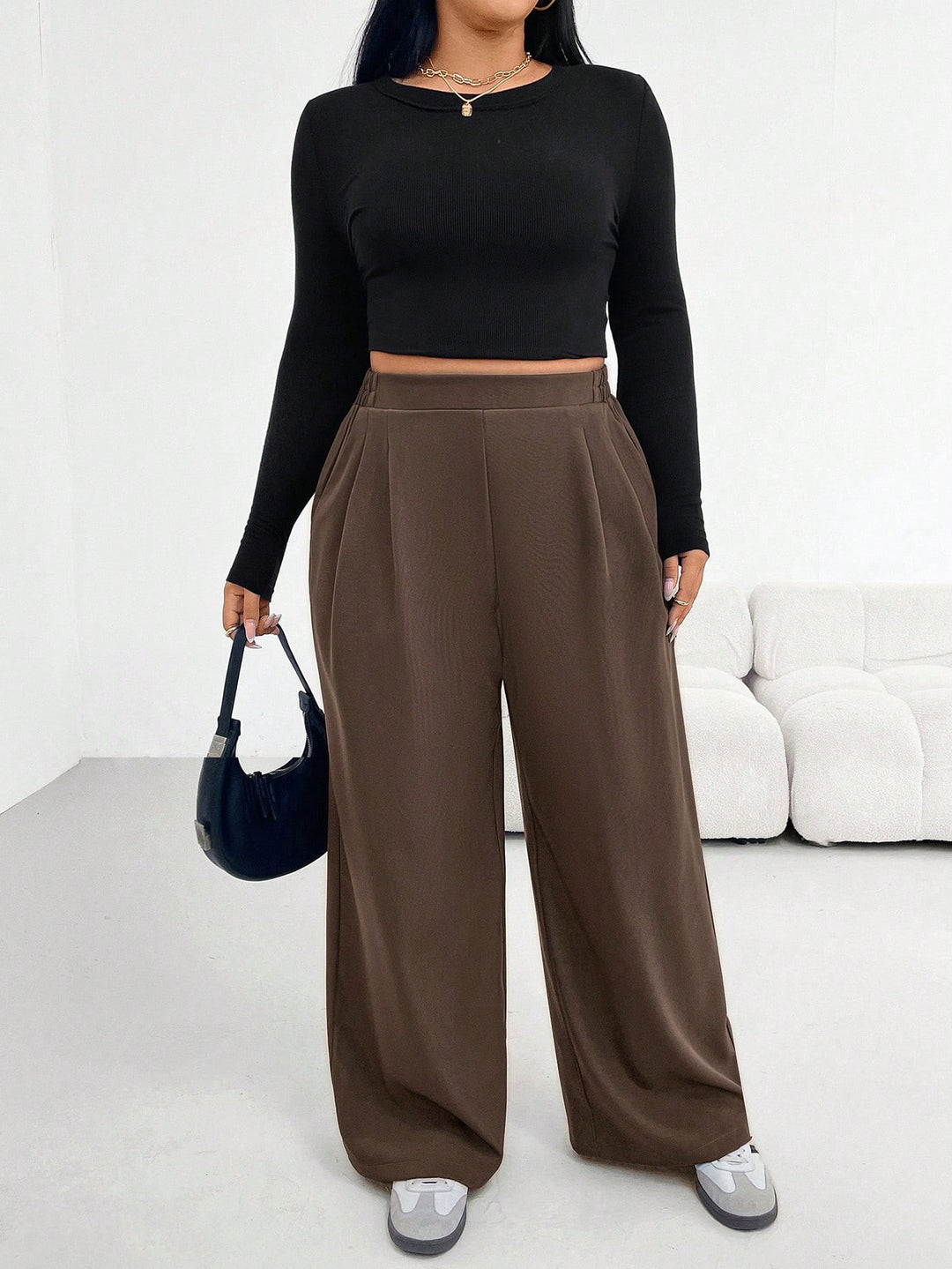Pantaloni SHEIN, maro