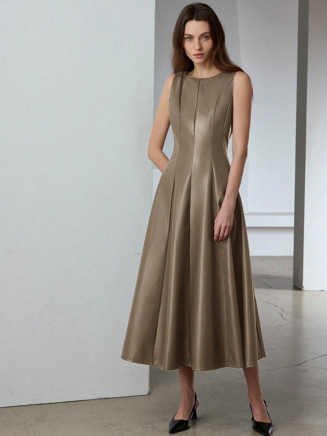 Rochie maxi SHEIN, kaki