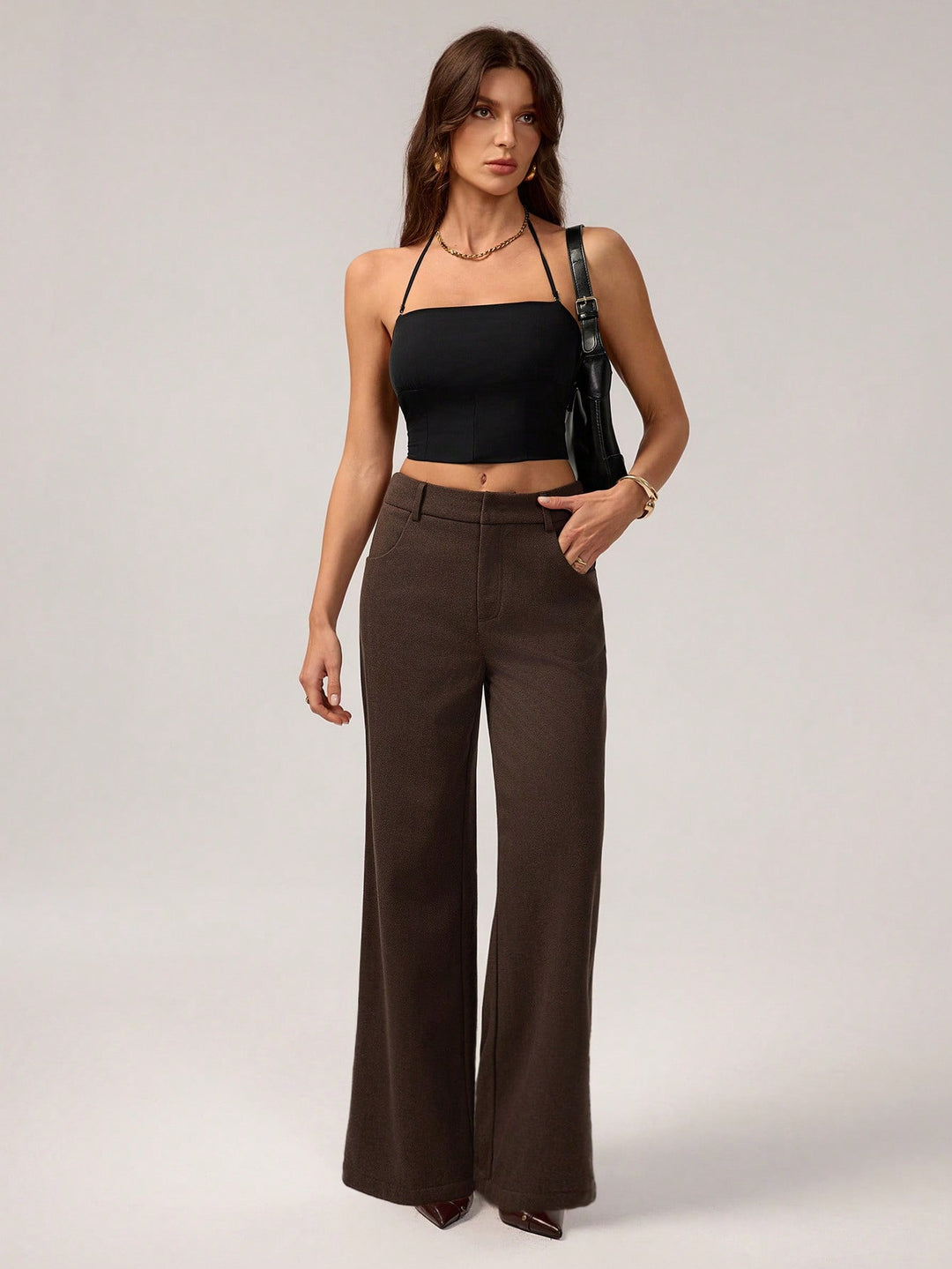 Pantaloni SHEIN, maro