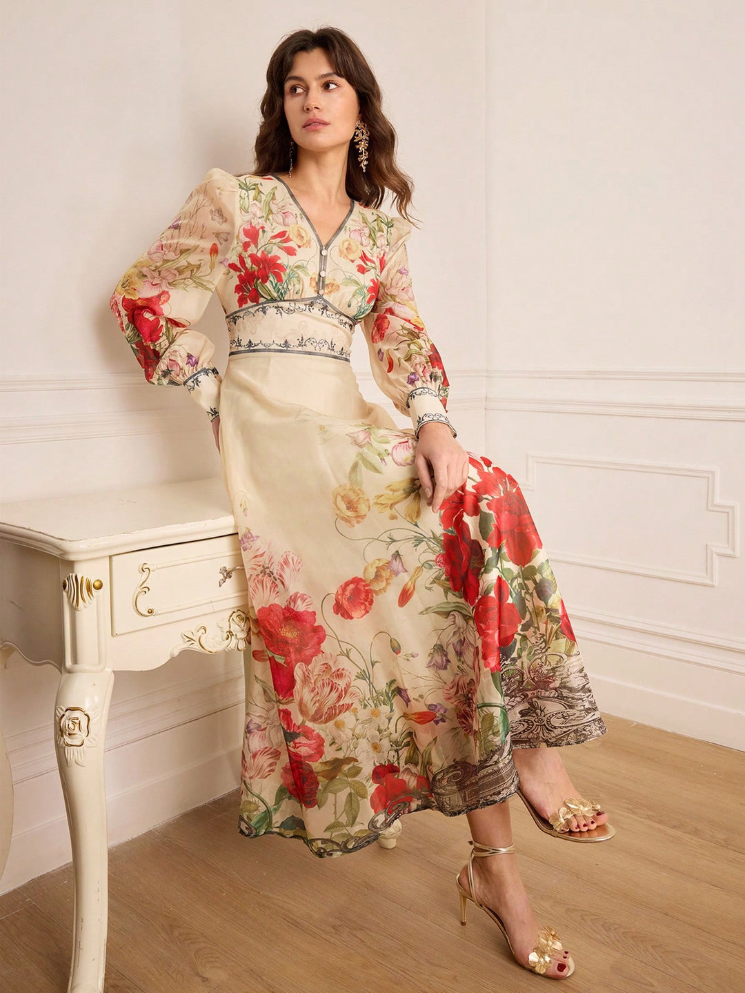 Rochie maxi SHEIN, bej