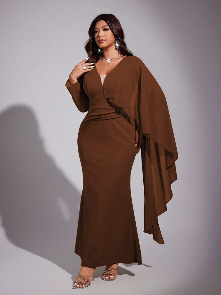 Rochie de ocazie damă SHEIN, maro, mărimea 3XL