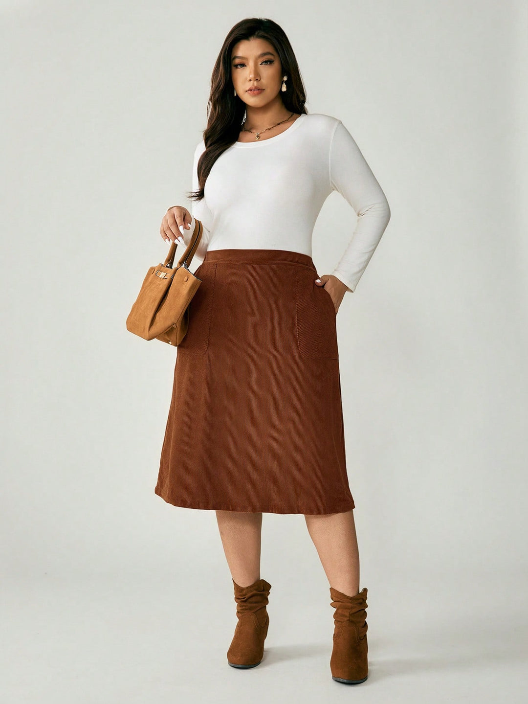 Fustă maxi SHEIN, maro