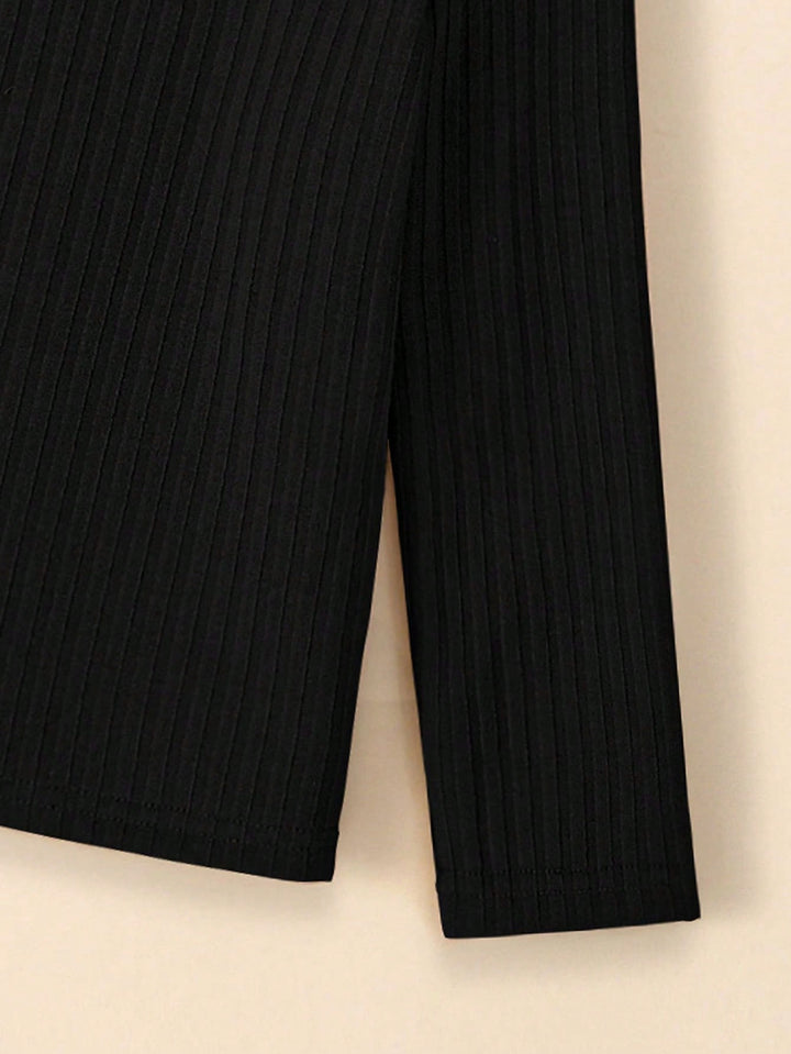 Tricou cu guler tip sturtleneck SHEIN, negru