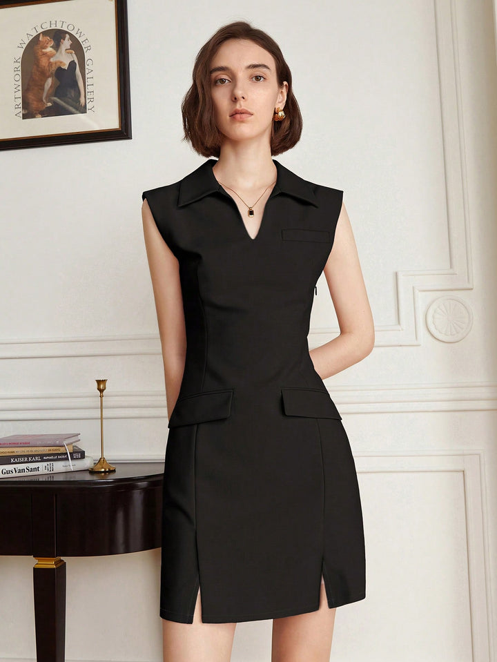 Rochie de petrecere fără mâneci SHEIN, negru
