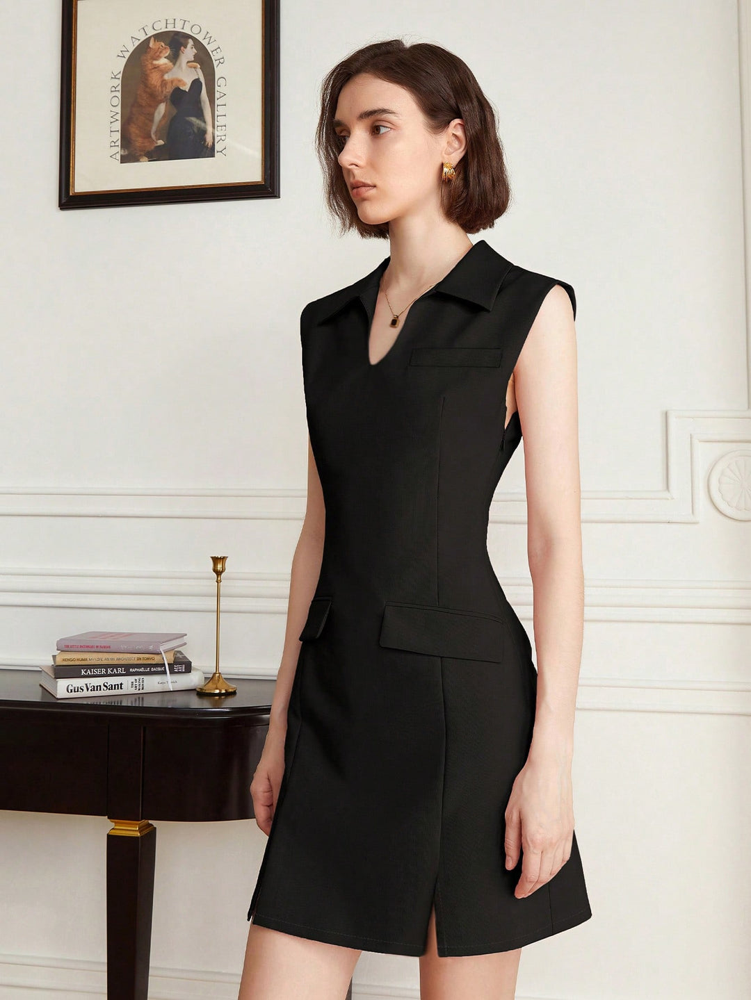 Rochie de petrecere fără mâneci SHEIN, negru