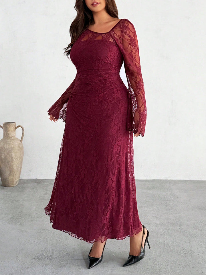 Shein Curve+ midi ruha, bordó