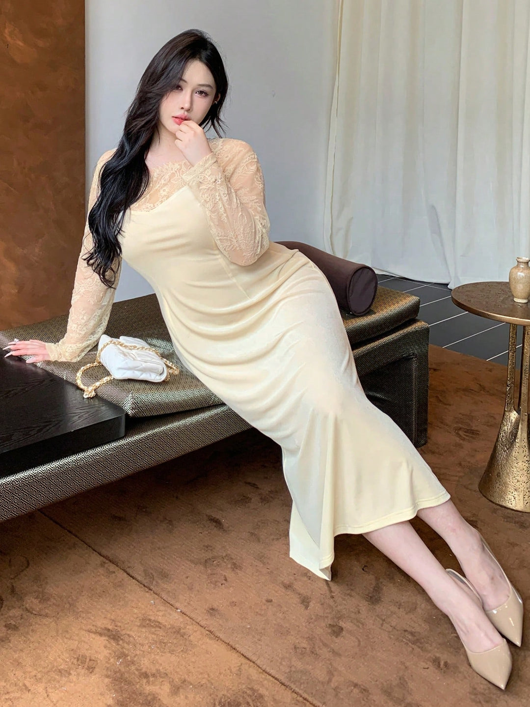 Rochie midi SHEIN, crem