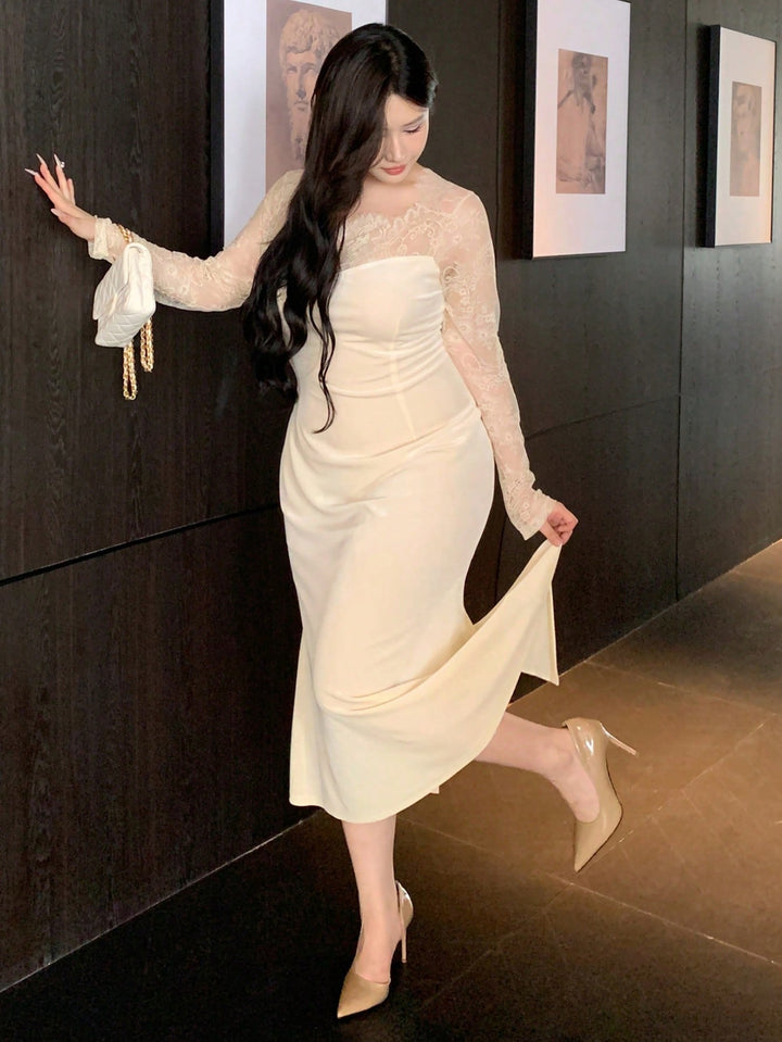 Rochie midi SHEIN, crem