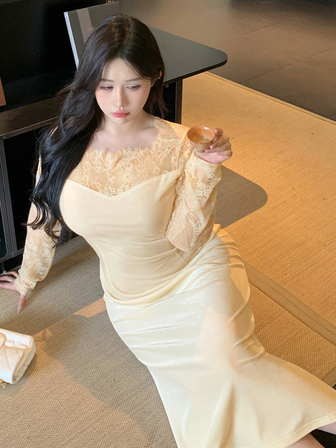Rochie midi SHEIN, crem