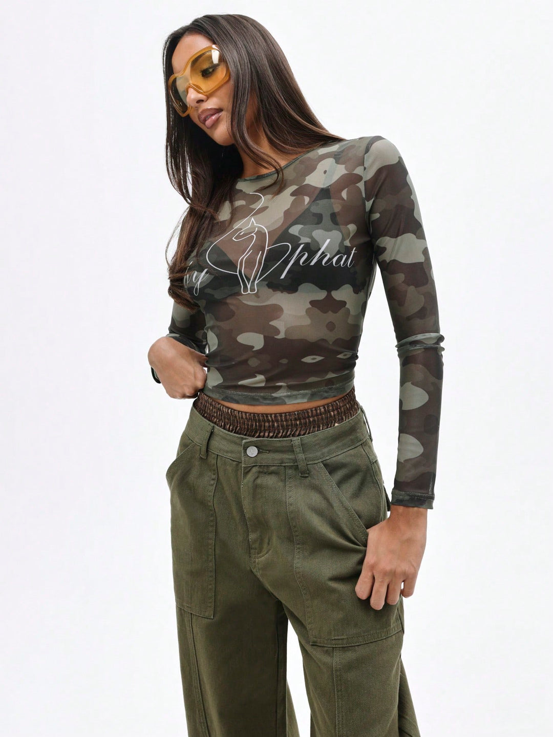 Top SHEIN, kaki