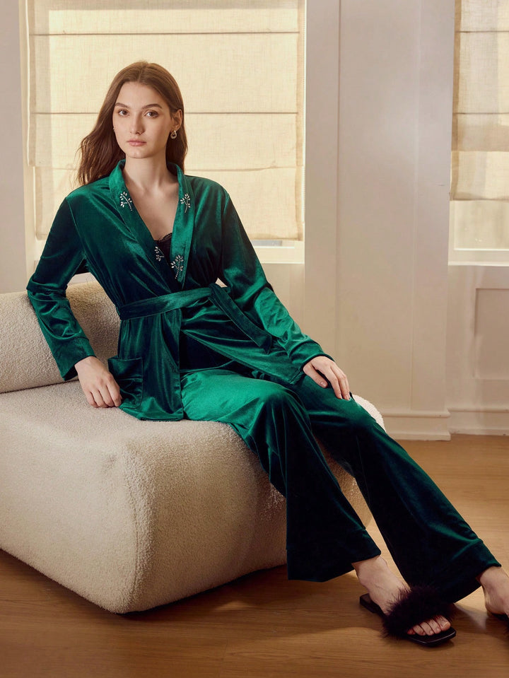Compleu pijamale SHEIN, verde