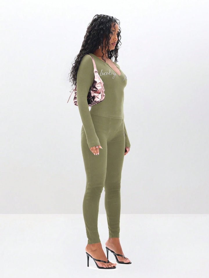 Top SHEIN, kaki
