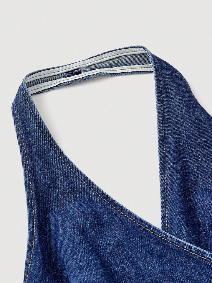 Top denim SHEIN, albastru