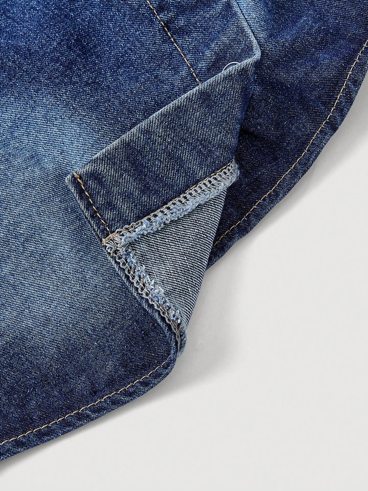 Top denim SHEIN, albastru