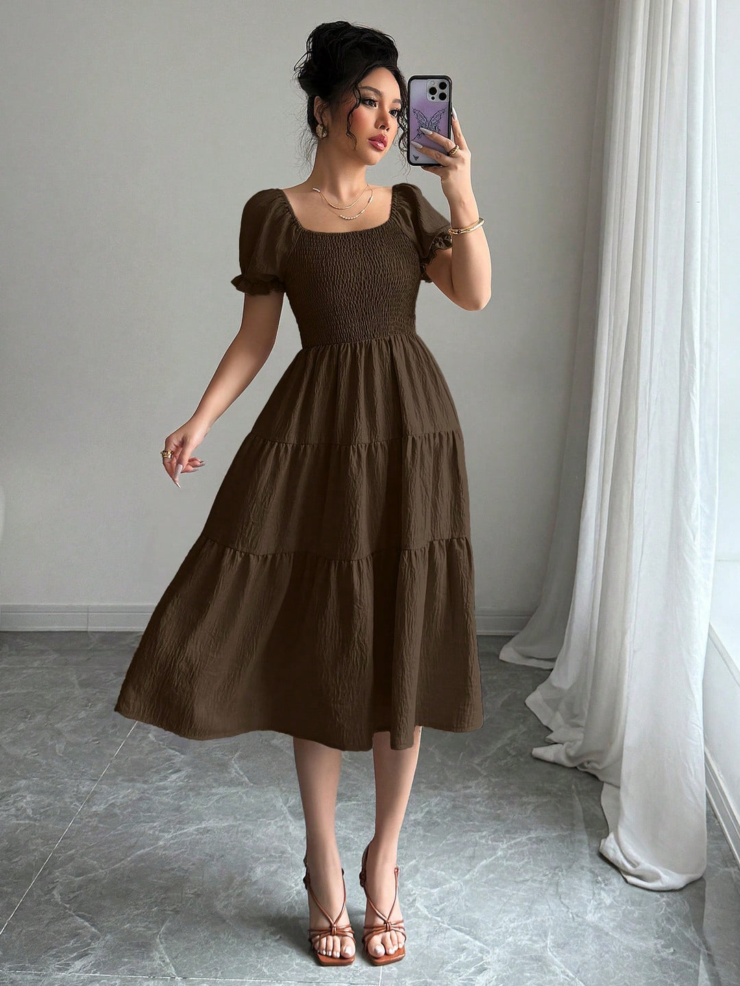 Rochie midi SHEIN, maro