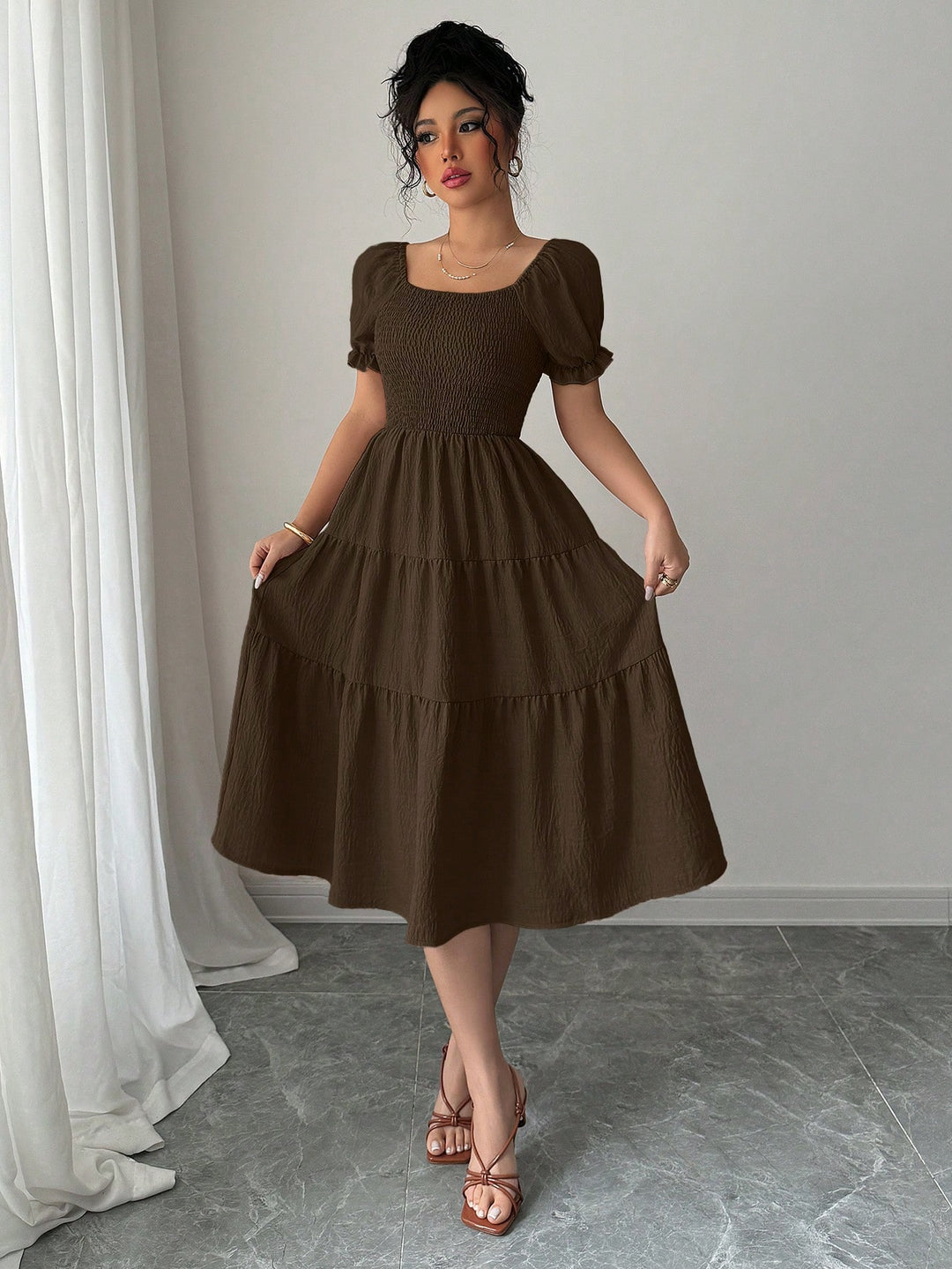 Rochie midi SHEIN, maro