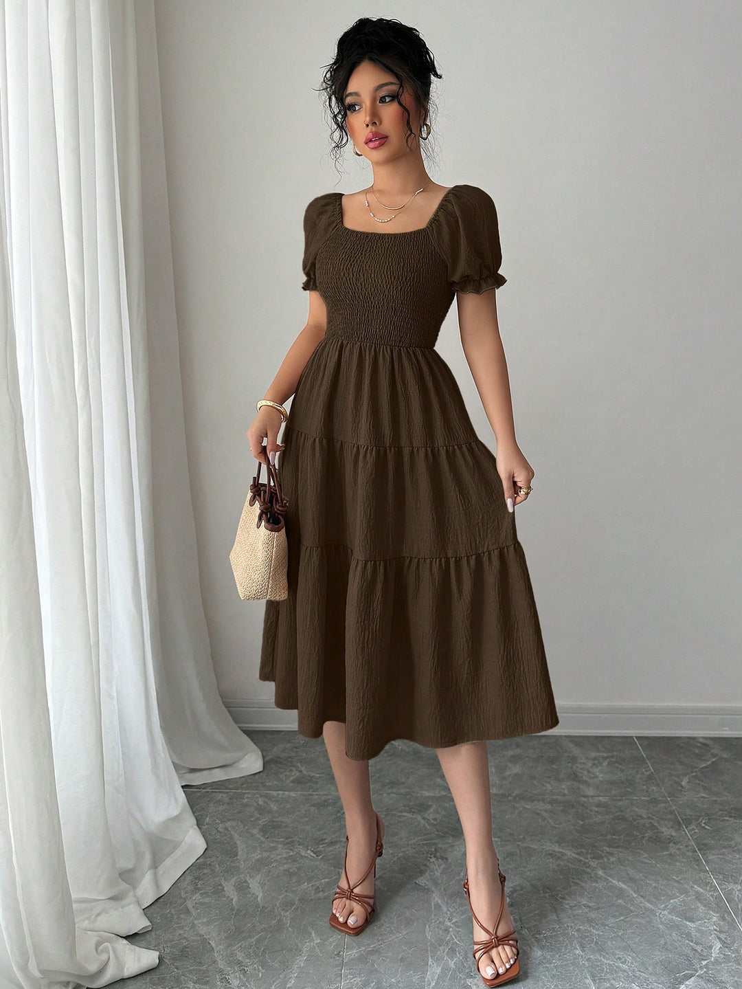 Rochie midi SHEIN, maro