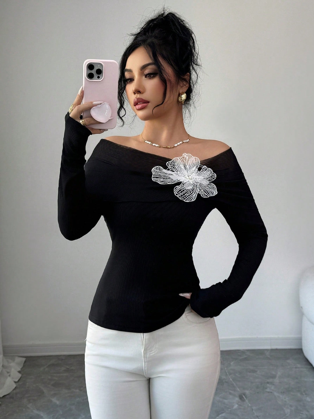 SHEIN blúz, fekete