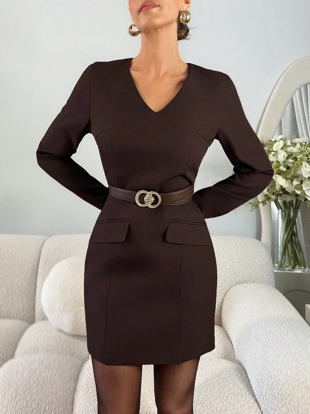 Rochie scurtă SHEIN, maro