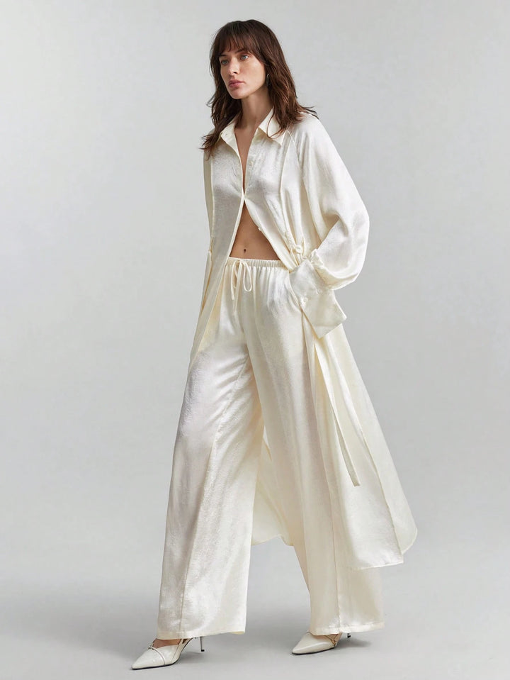 Cămașă lungă SHEIN, crem