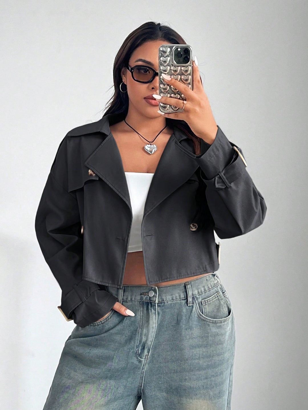 Trench SHEIN, gri