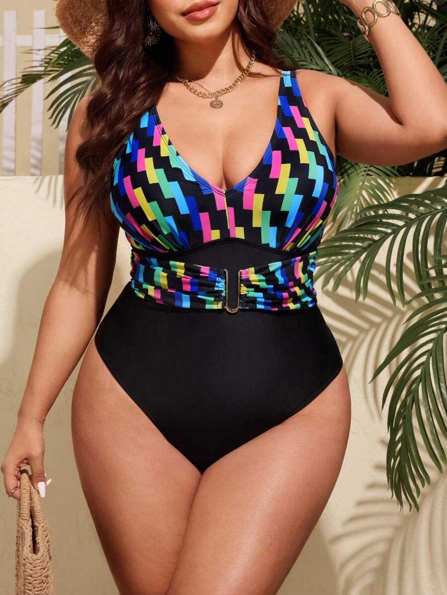 Costum de baie întreg SHEIN, mix culori