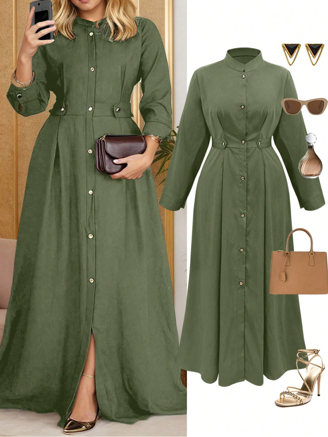 Rochie SHEIN, kaki