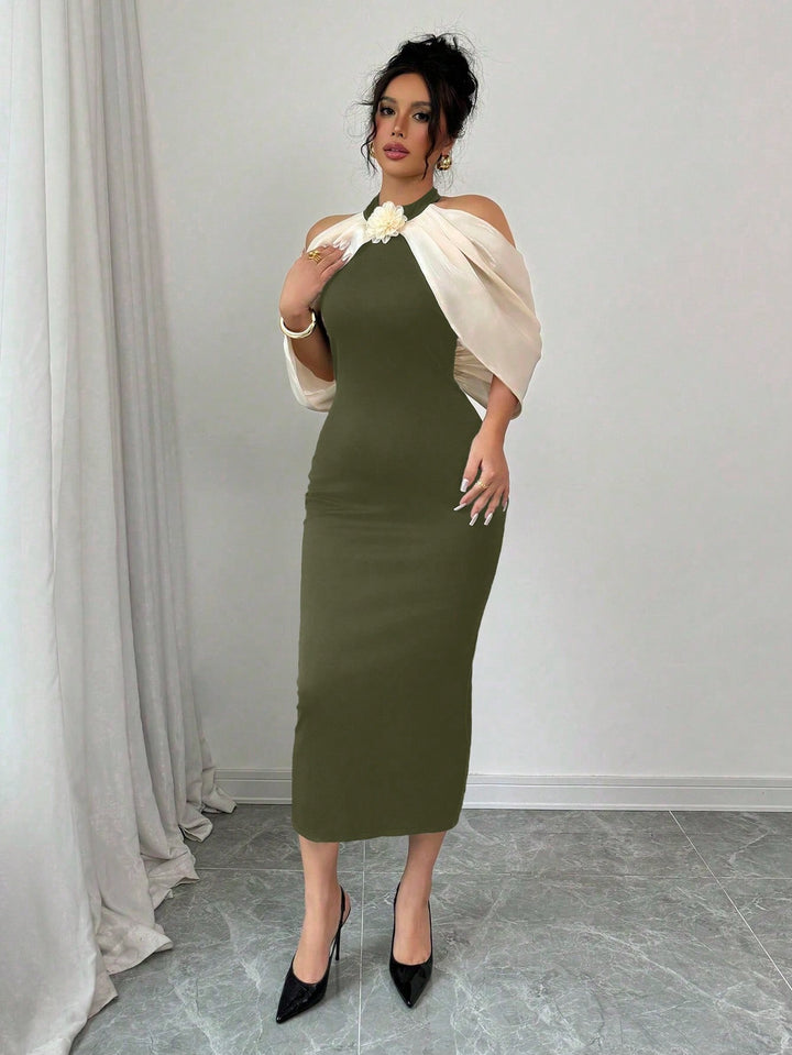 Rochie maxi SHEIN, kaki