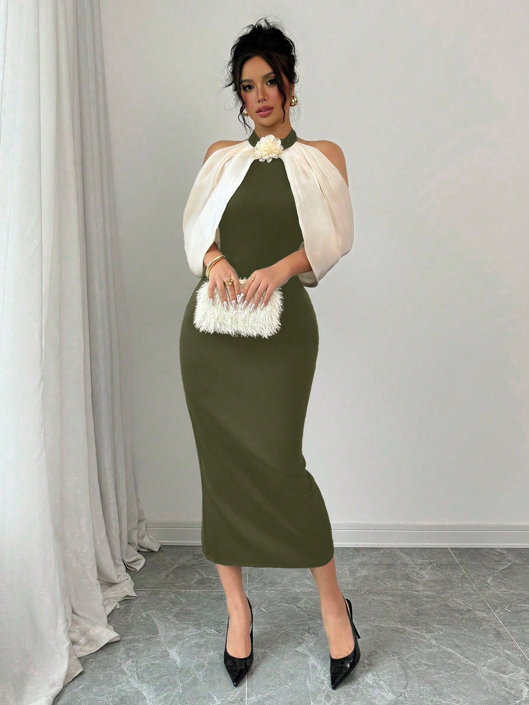 Rochie maxi SHEIN, kaki