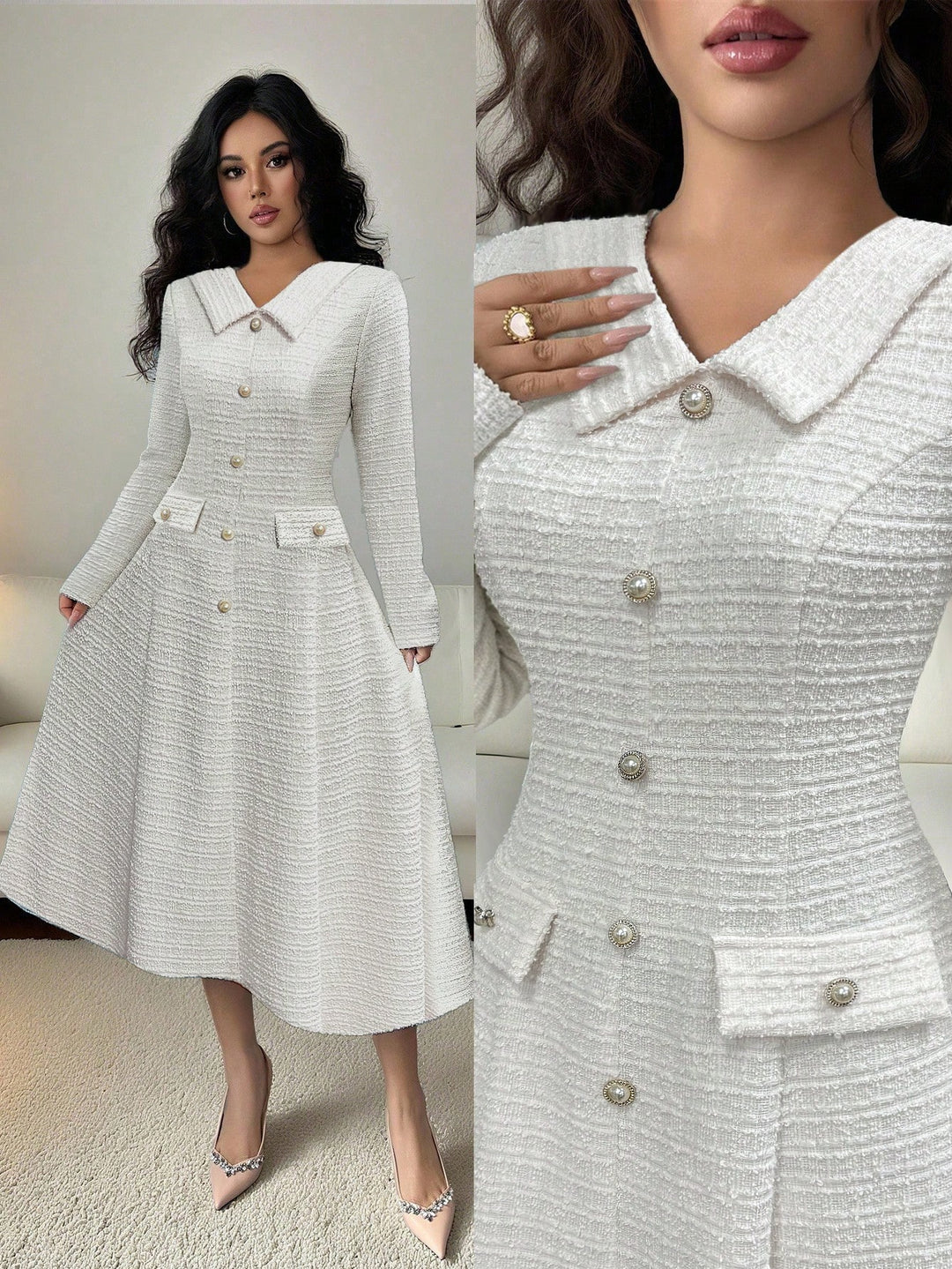 Rochie midi SHEIN, alb