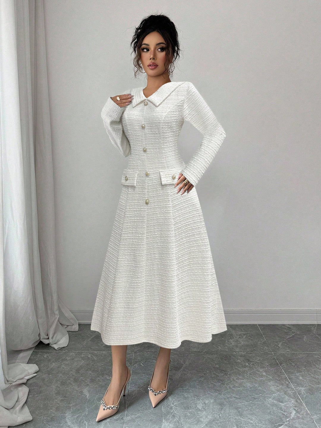 Rochie midi SHEIN, alb