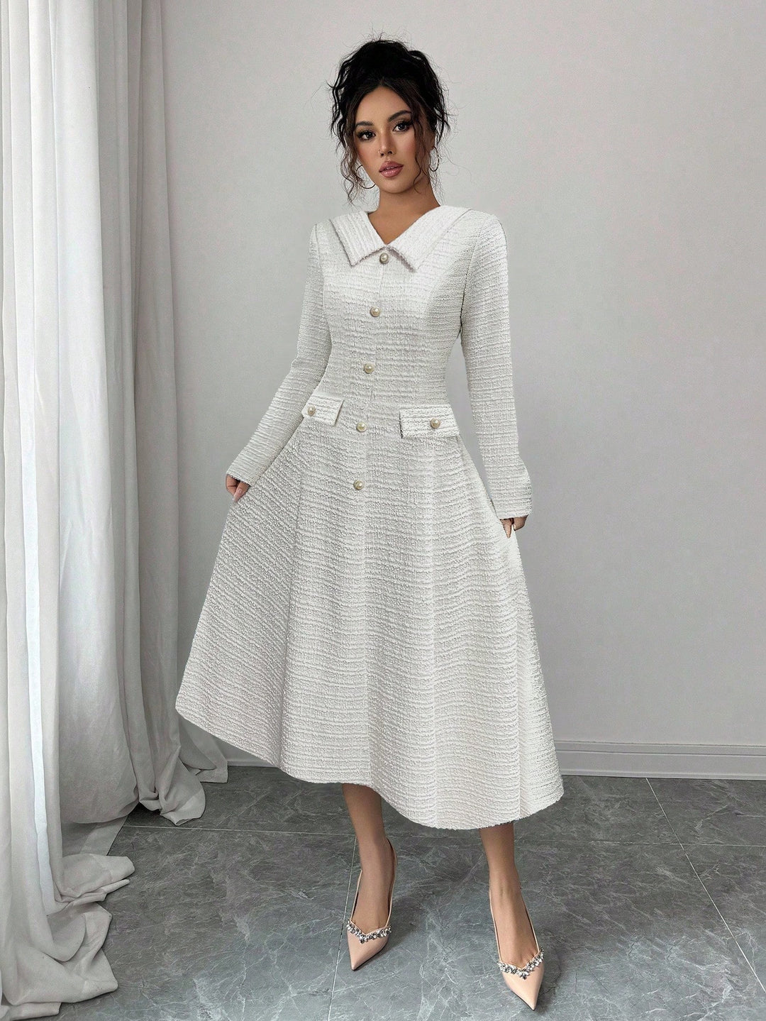 Rochie midi SHEIN, alb