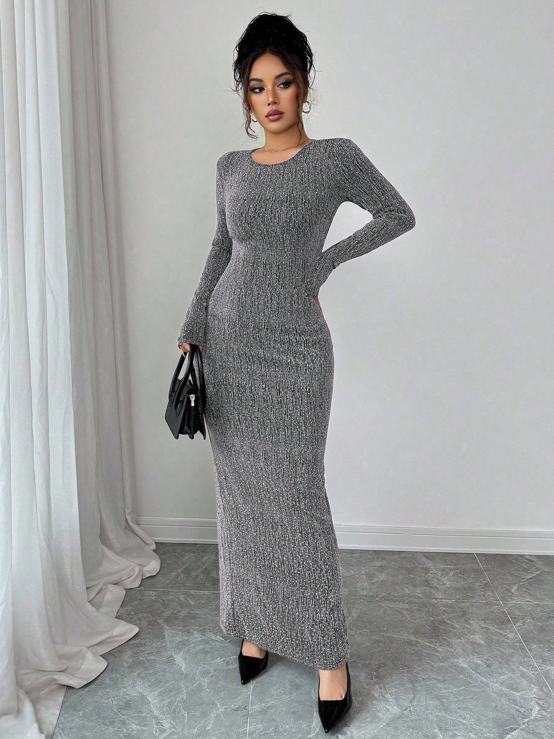 Rochie maxi SHEIN, argintiu