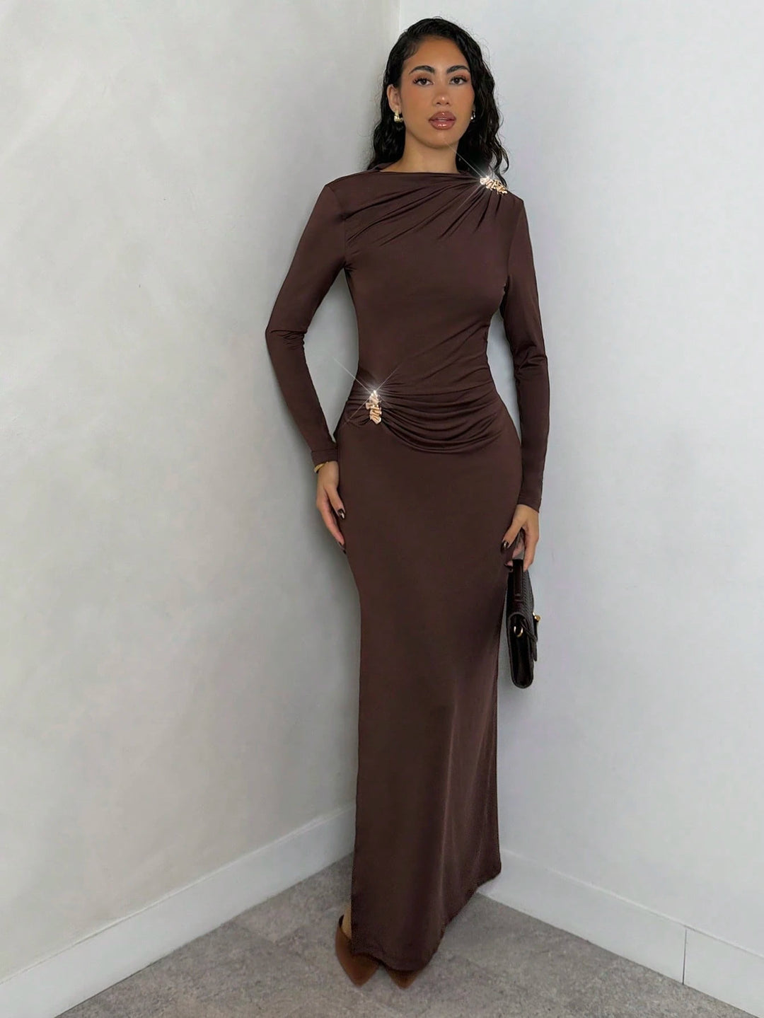 Rochie maxi SHEIN, maro