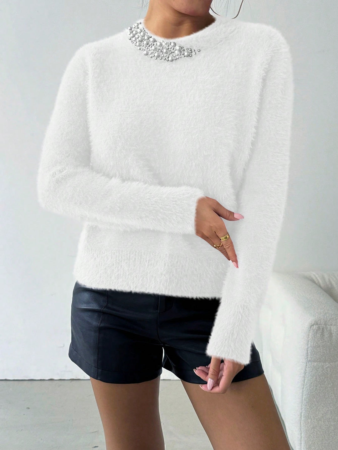 Pulover SHEIN, alb