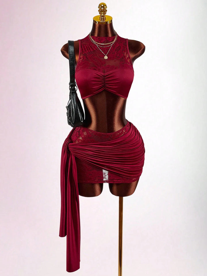 SHEIN szett, meggypiros